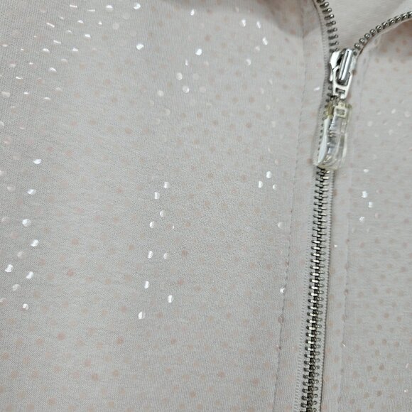 Susan Graver Vest Womens 1X Beige Sequin Zip Sleeveless Pockets Sparkle Bling - Picture 2 of 11